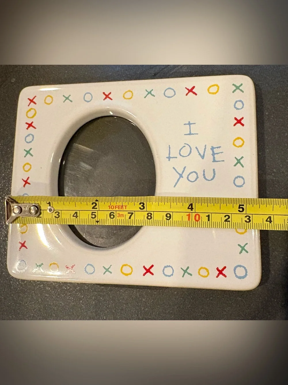 Vintage Ceramic Photo Frame I Love You XOXO White Easel Stand Up 5.25”x 4.25”